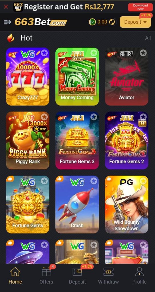 663Bet game dashboard